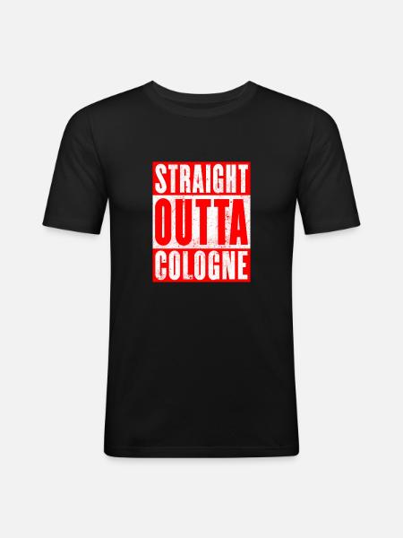 Straight Outta Cologne Red - Men's Slim Fit T-Shirt - black