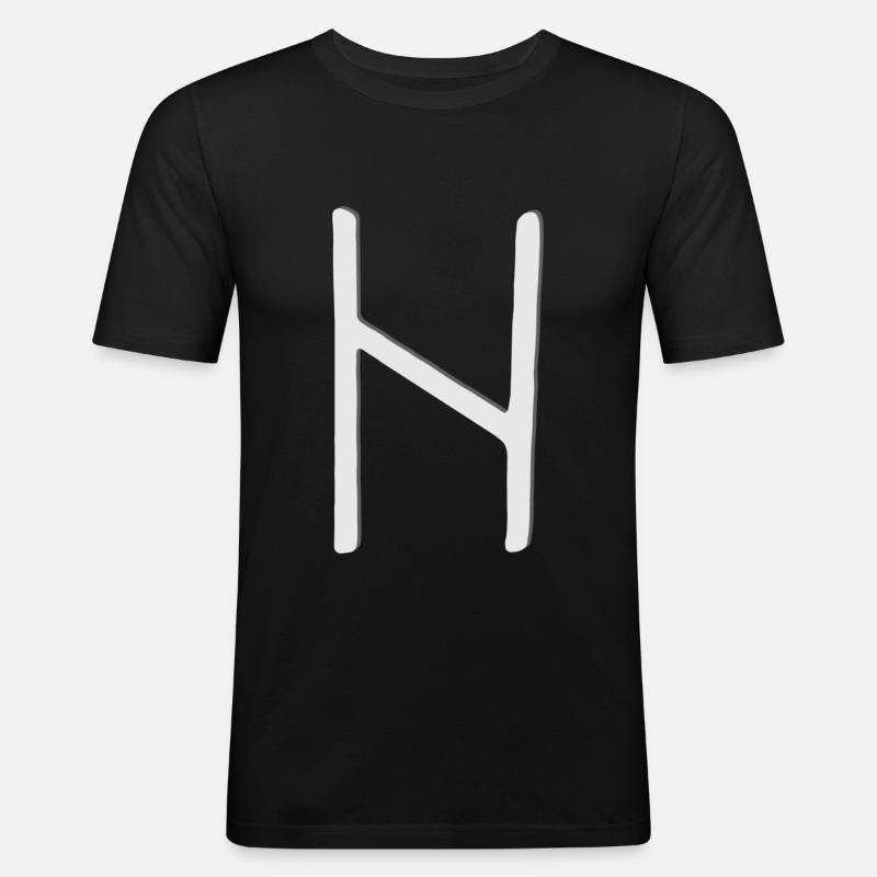 Futhark Runic Alphabet Hagalaz - Men's Slim Fit T-Shirt - black