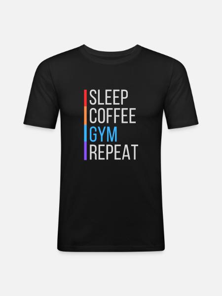 café gym drôle - T-shirt près du corps Homme - noir