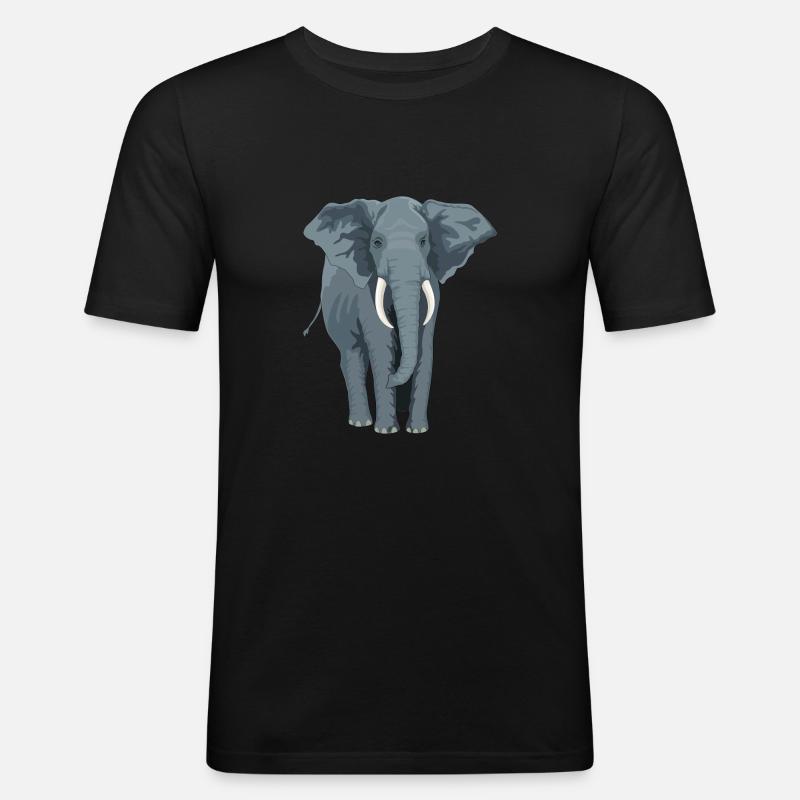 Elefant - Männer Slim Fit T-Shirt - Schwarz