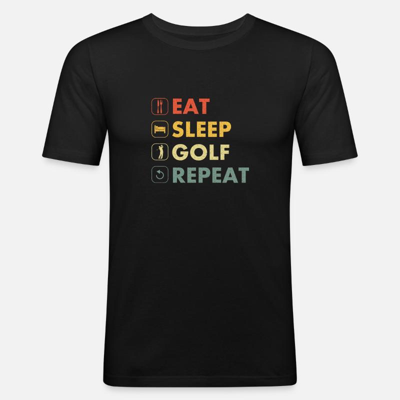 Golf eat sleep repeat - Männer Slim Fit T-Shirt - Schwarz