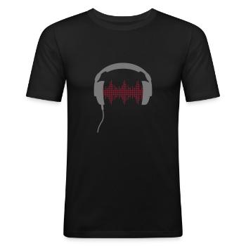 DJ-Kopfhörer Rhythmus Frequenz Equalizer Sound - Männer Slim Fit T-Shirt - Schwarz - Vorne - Nik (191cm)