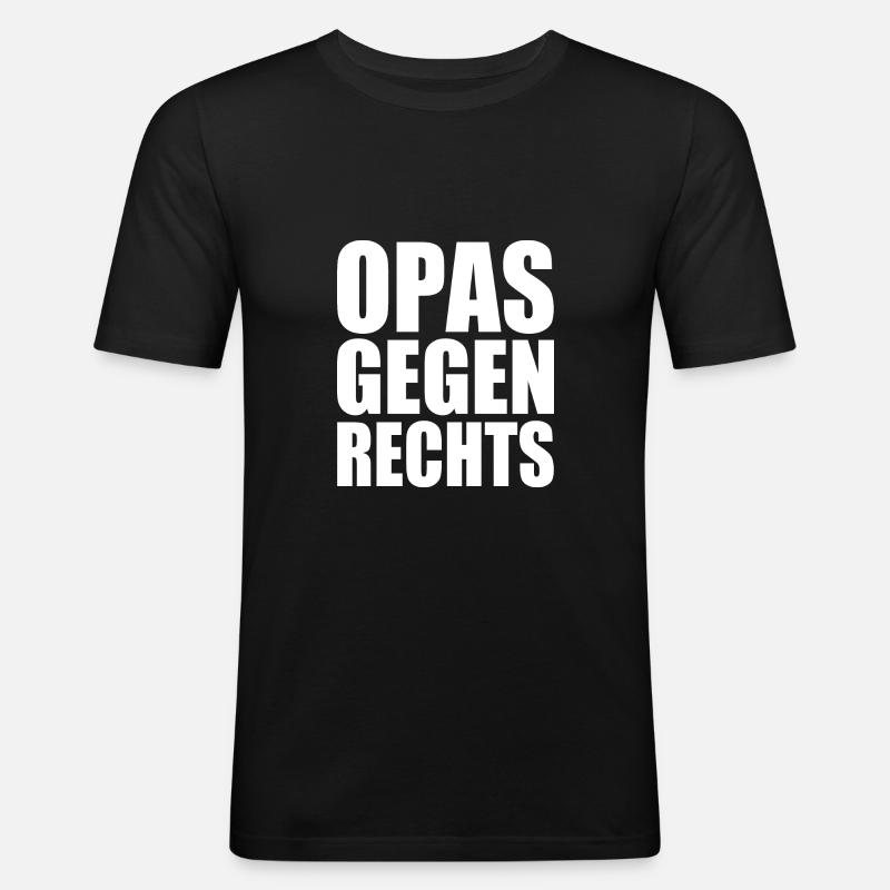Opas gegen rechts - Männer Slim Fit T-Shirt - Schwarz