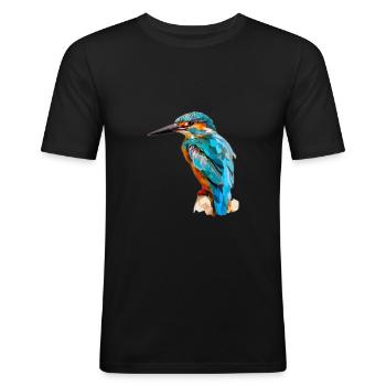Eisvogel - Männer Slim Fit T-Shirt - Schwarz - Vorne - Nik (191cm)