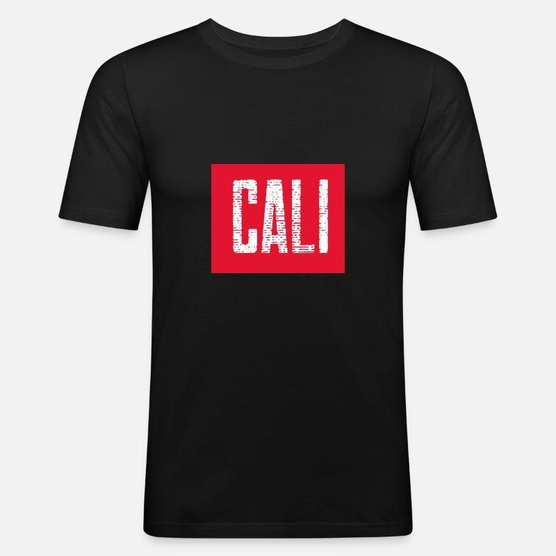 CALI - Männer Slim Fit T-Shirt - Schwarz
