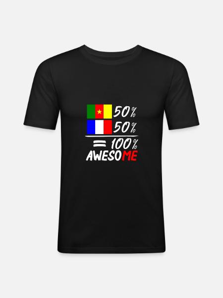 Moitié Français moitié Camerounais - Men's Slim Fit T-Shirt - black
