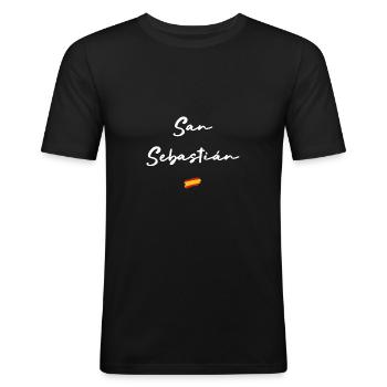 San Sebastián - Männer Slim Fit T-Shirt - Schwarz - Vorne - Nik (191cm)