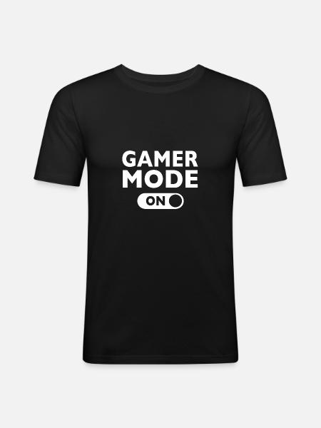 MODE GAMER ACTIVÉ ! Cadeau - T-shirt près du corps Homme - noir