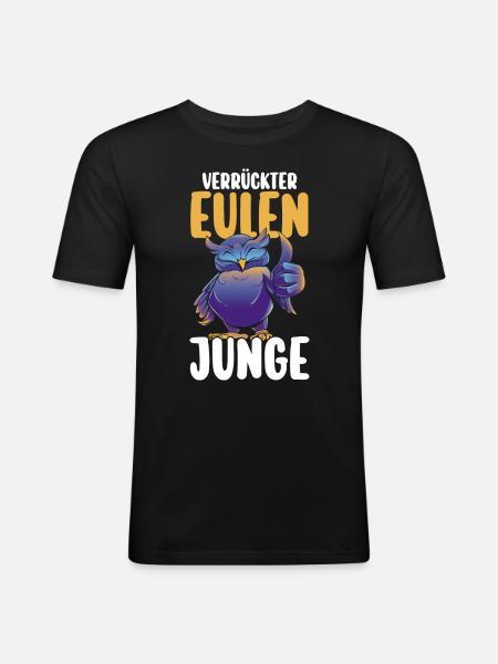 Eulen - Männer Slim Fit T-Shirt - Schwarz