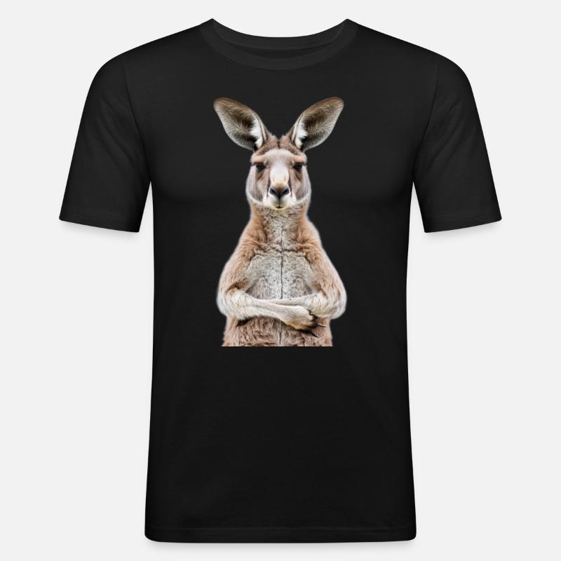 Känguru - Männer Slim Fit T-Shirt - Schwarz
