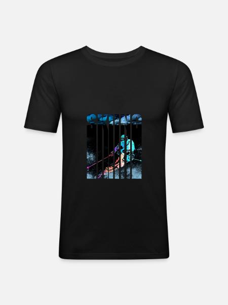 Skifahrer - Männer Slim Fit T-Shirt - Schwarz