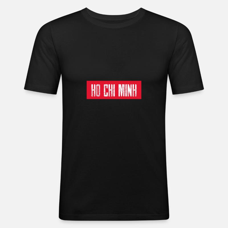 HO CHI MINH - Männer Slim Fit T-Shirt - Schwarz