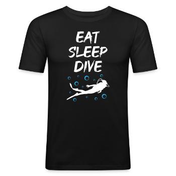 Eat Sleep Dive - Männer Slim Fit T-Shirt - Schwarz - Vorne - Nik (191cm)