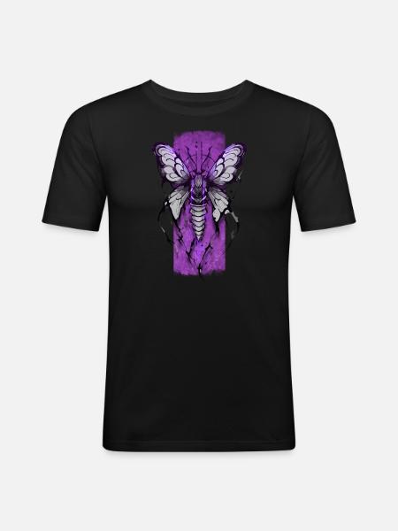 Enchanting Nocturne: Mystical Moth - Men's Slim Fit T-Shirt - black