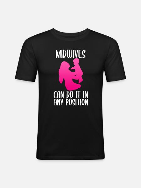 Funny midwife - Men's Slim Fit T-Shirt - black