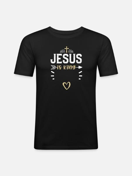 Jesus is King - Jesus - Men's Slim Fit T-Shirt - black