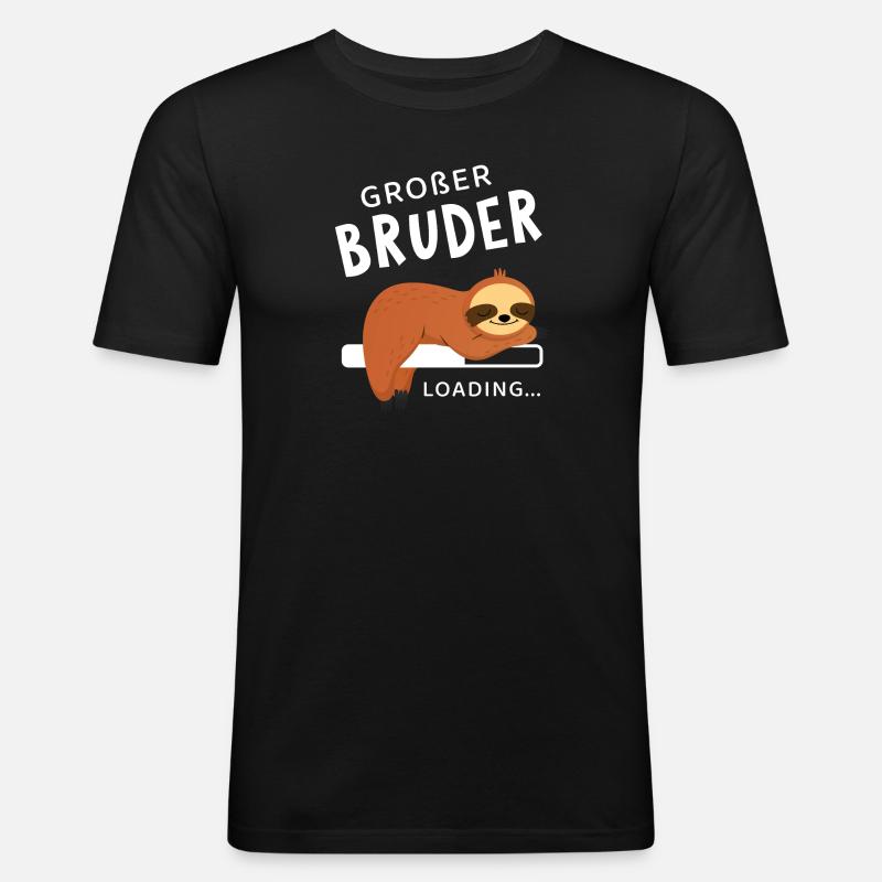 Großer Bruder Loading Faultier - Männer Slim Fit T-Shirt - Schwarz