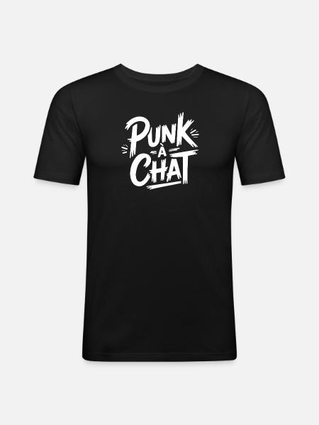 Punk à chat - T-shirt près du corps Homme - noir