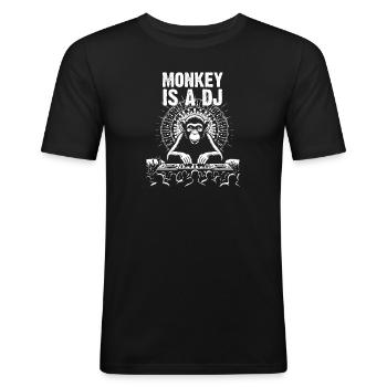 Monkey is a DJ - Men's Slim Fit T-Shirt - black - Front - Nik (191cm)