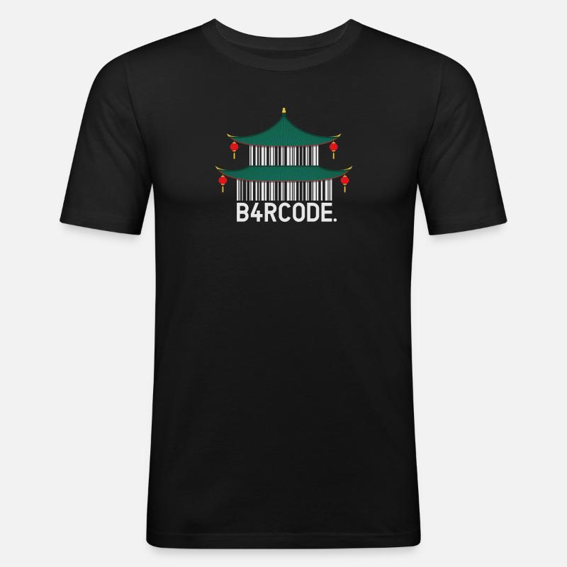 B4RCODE. Chinese Temple - Männer Slim Fit T-Shirt - Schwarz