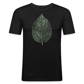 Blatt Apfel / Apfelbaum - Männer Slim Fit T-Shirt - Schwarz - Vorne - Nik (191cm)