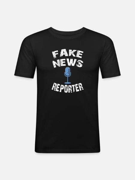 fake news reporter, fake news shirt - Men's Slim Fit T-Shirt - black