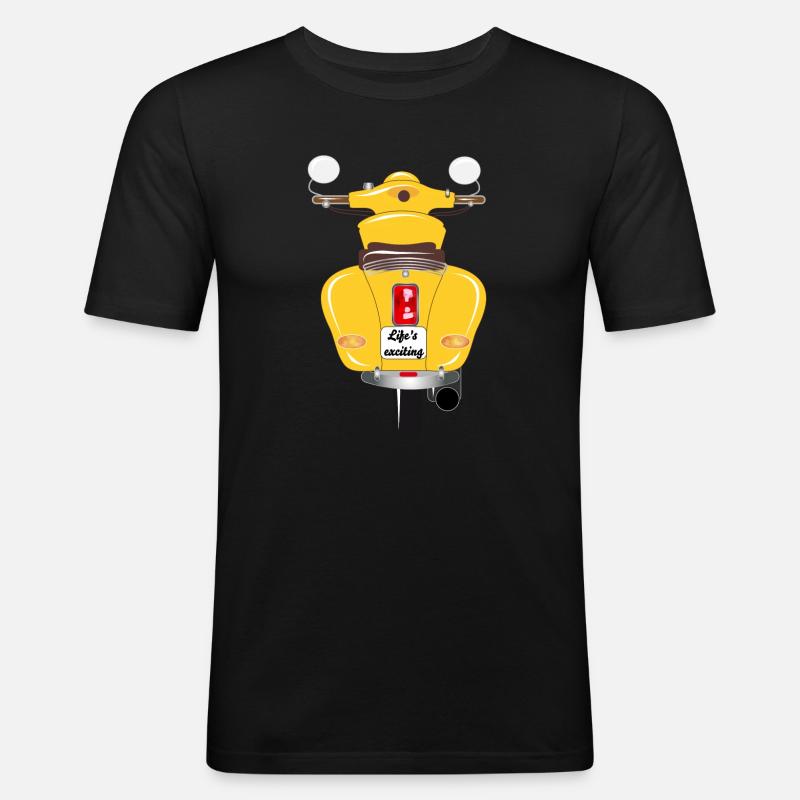 sonnengelber Roller mit aufregendem Kennzeichen - Männer Slim Fit T-Shirt - Schwarz