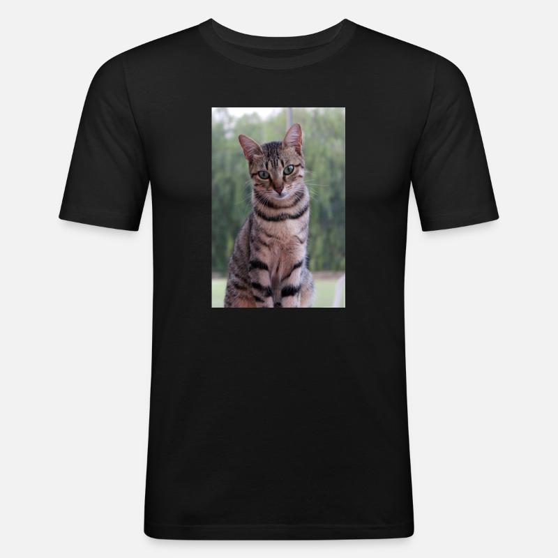 Katze Kätzchen - Männer Slim Fit T-Shirt - Schwarz