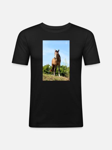 Affiche Cheval Cheval - T-shirt près du corps Homme - noir