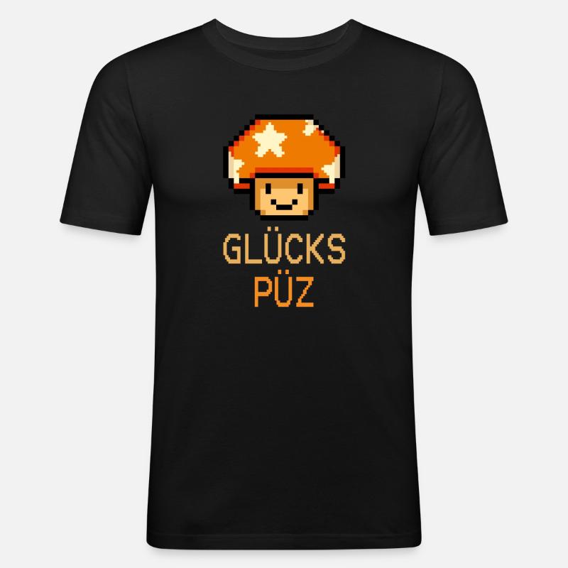 Glückspüz - Lucky Guy, Dialecte, Pixel - T-shirt près du corps Homme - noir