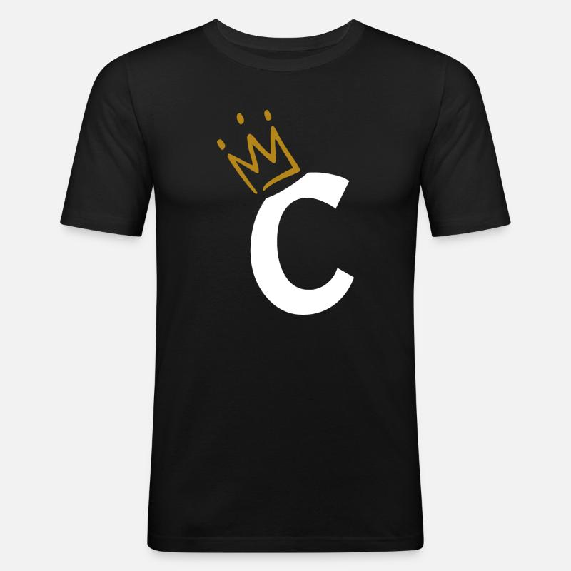 Lettre C - initiale lettre C - T-shirt près du corps Homme - noir