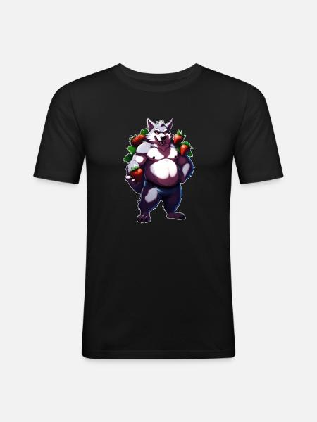 Wolf Strawberry 1 - Men's Slim Fit T-Shirt - black