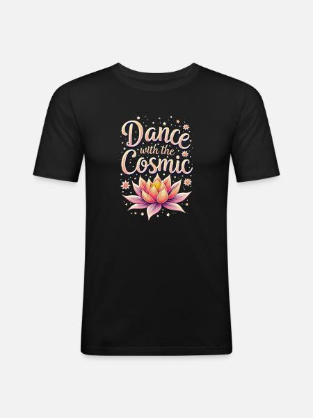 Danse Cosmique et Lotus Éclatant - T-shirt près du corps Homme - noir