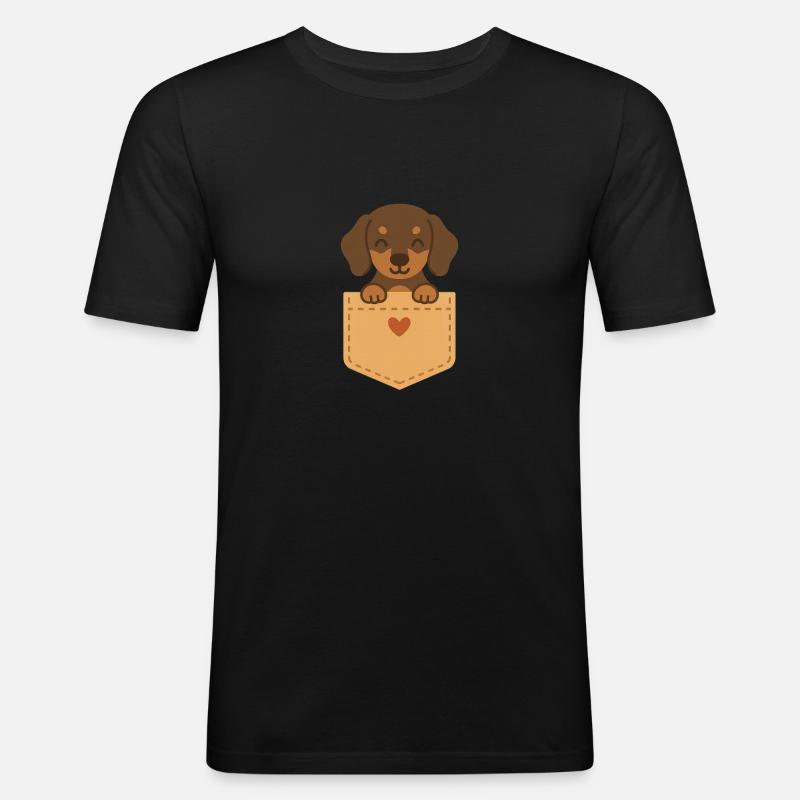 Dackeltasche - Männer Slim Fit T-Shirt - Schwarz