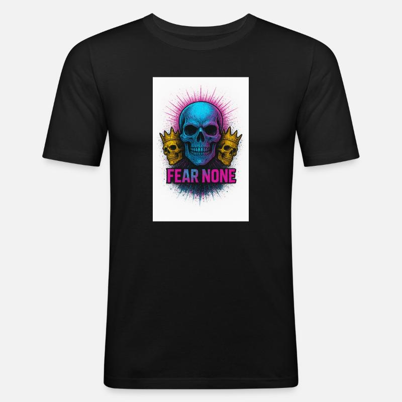 Kühner Schädel mit Kronen Tintendesign - Männer Slim Fit T-Shirt - Schwarz