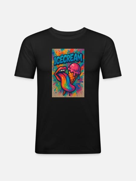 ICECREAM - Männer Slim Fit T-Shirt - Schwarz