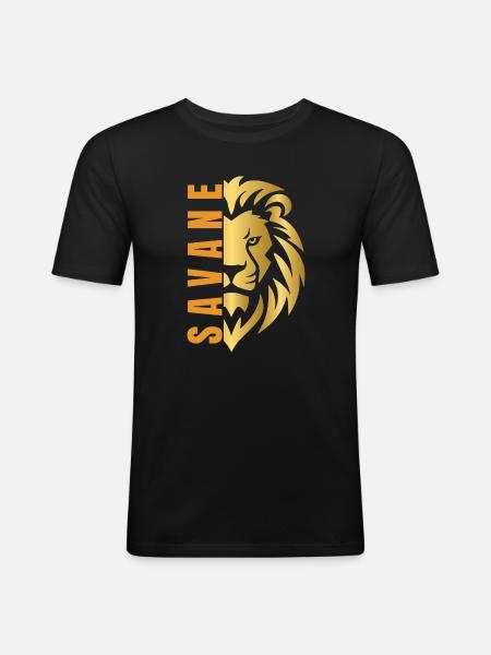 Lion doré - T-shirt près du corps Homme - noir