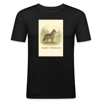 Stiller Machtwolf - Männer Slim Fit T-Shirt - Schwarz - Vorne - Nik (191cm)