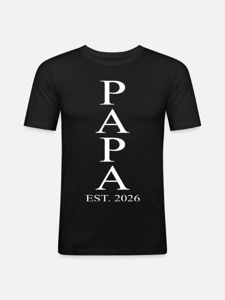 Papa 2026 - Männer Slim Fit T-Shirt - Schwarz