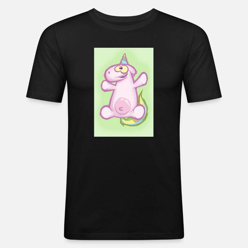 Das Einhorn - Männer Slim Fit T-Shirt - Schwarz