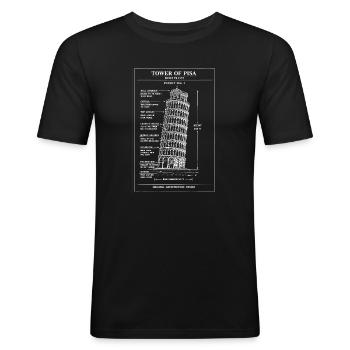 Schiefe Pisa-Turm-Blaupausen-Kunst - Männer Slim Fit T-Shirt - Schwarz - Vorne - Nik (191cm)