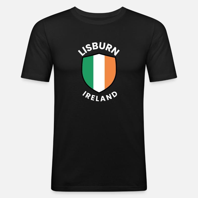Lisburn Shield Irish Flag Tee - Männer Slim Fit T-Shirt - Schwarz
