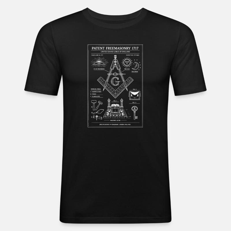 Freimaurerisches Kompassaugen-Emblem - Männer Slim Fit T-Shirt - Schwarz
