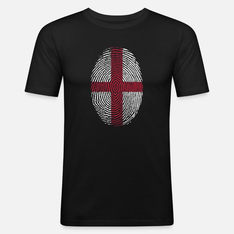 Empreinte digitale du drapeau anglais - T-shirt près du corps Homme - noir