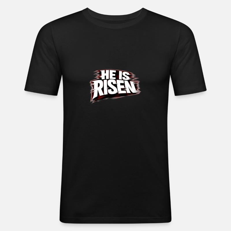 He is Risen - Männer Slim Fit T-Shirt - Schwarz