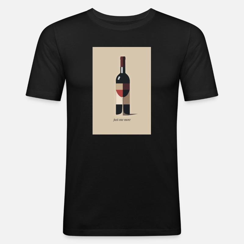 Wein Design just one more - Männer Slim Fit T-Shirt - Schwarz