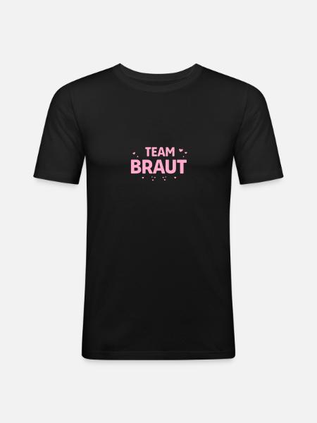 Team Braut Pink Herzen - Männer Slim Fit T-Shirt - Schwarz