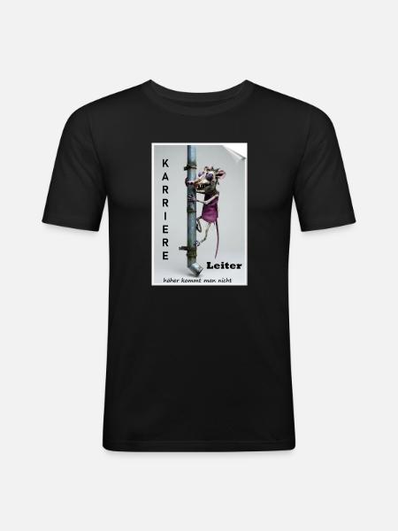 Karriereleiter Ratte Karikatur - Männer Slim Fit T-Shirt - Schwarz