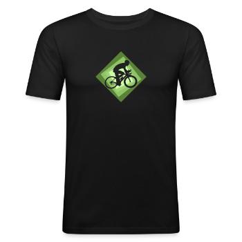 Biker Cycling Route - Men's Slim Fit T-Shirt - black - Front - Nik (191cm)