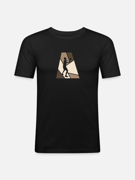Drop Badmintonspieler Smash - Männer Slim Fit T-Shirt - Schwarz